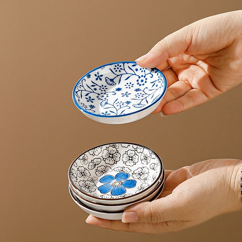 Japanese Mini Ceramic Dipping Plates – Side Dishes Set