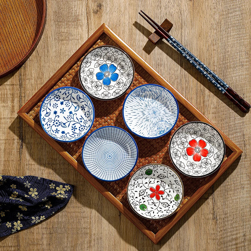 Japanese Mini Ceramic Dipping Plates – Side Dishes Set