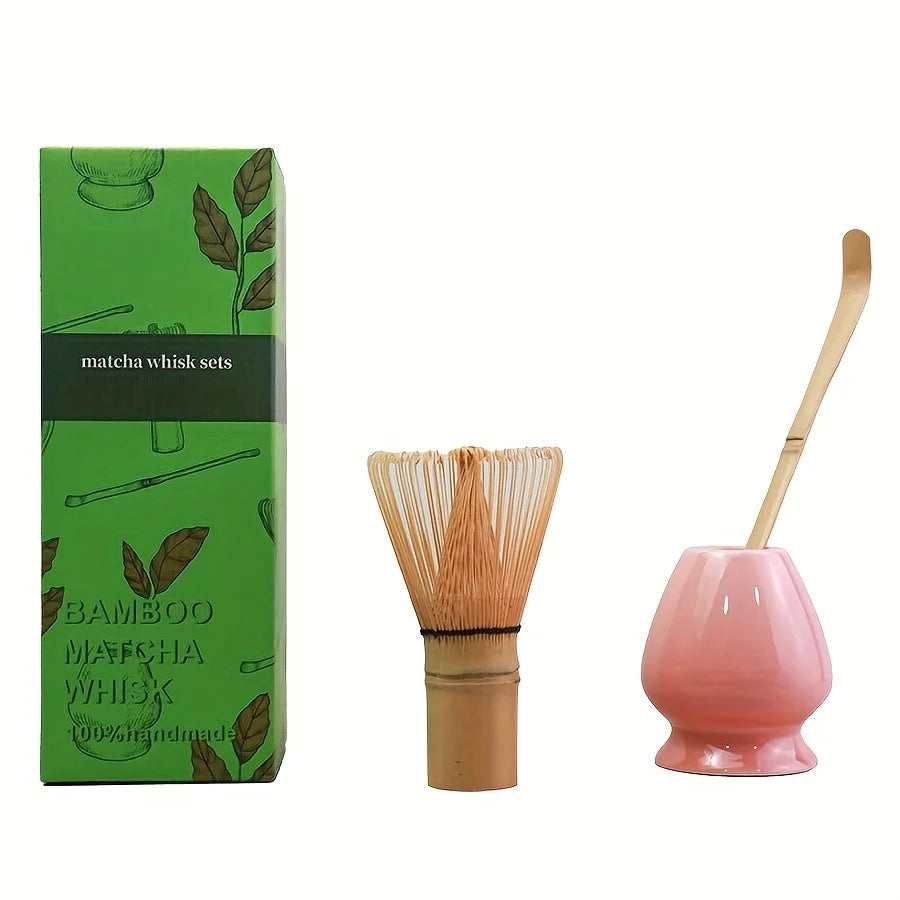 Japanese Matcha Whisk Set – 3-Piece Bamboo Chasen, Chashaku & Ceramic Bowl