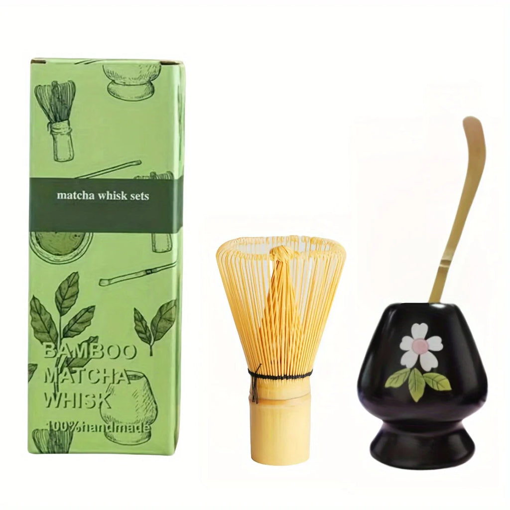 Japanese Matcha Whisk Set – 3-Piece Bamboo Chasen, Chashaku & Ceramic Bowl
