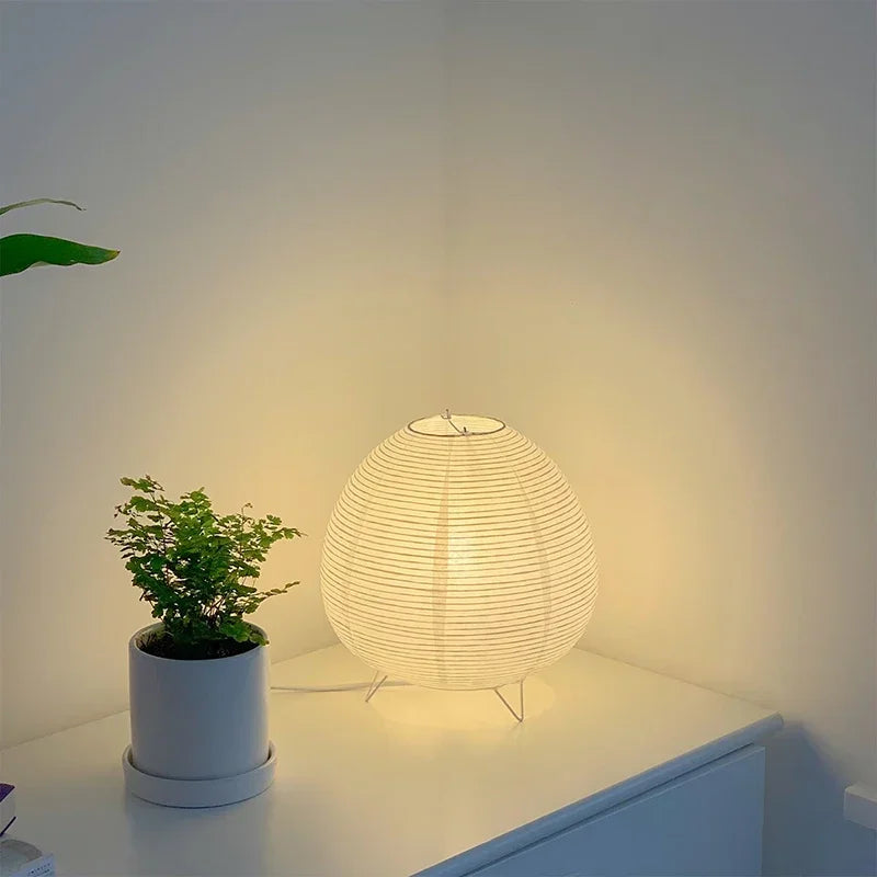 Japanese Rice Paper Lantern Lamp – LED Table Light for Bedroom & Living Room