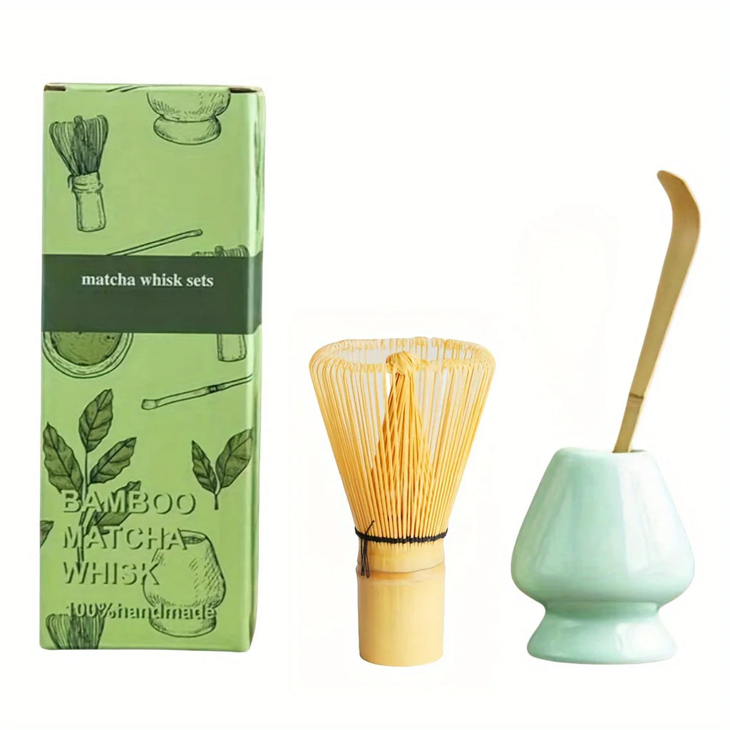 Japanese Matcha Whisk Set – 3-Piece Bamboo Chasen, Chashaku & Ceramic Bowl