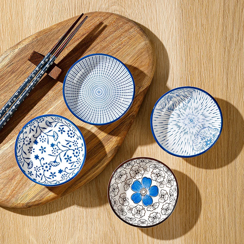 Japanese Mini Ceramic Dipping Plates – Side Dishes Set