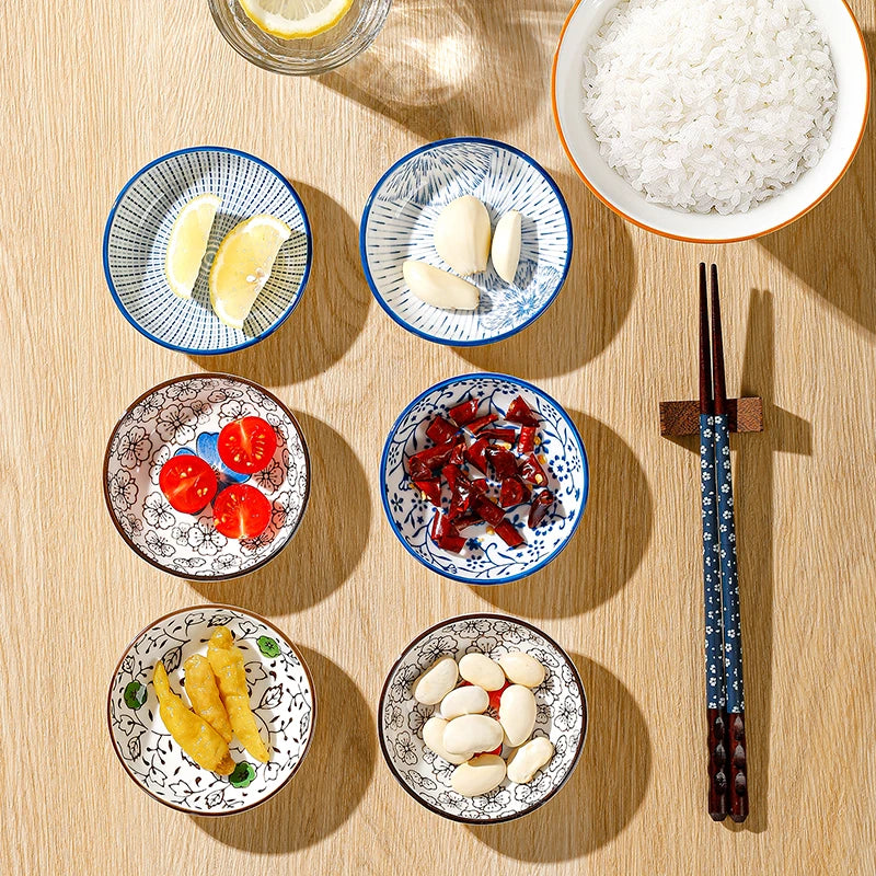 Japanese Mini Ceramic Dipping Plates – Side Dishes Set