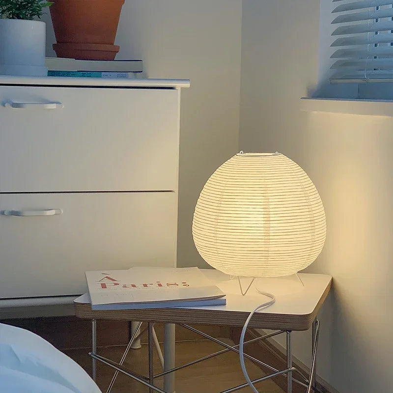 Japanese Rice Paper Lantern Lamp – LED Table Light for Bedroom & Living Room