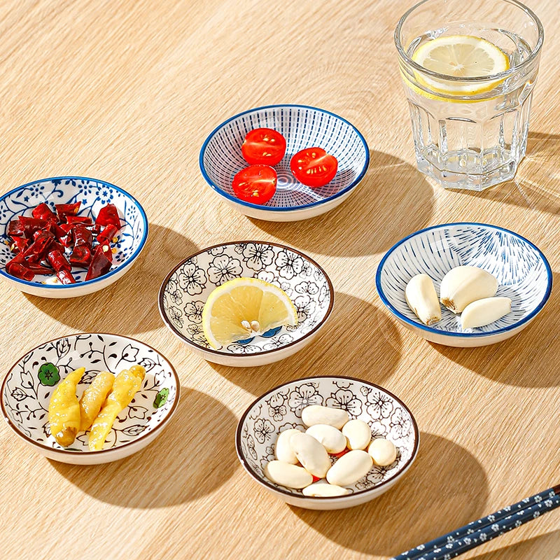 Japanese Mini Ceramic Dipping Plates – Side Dishes Set