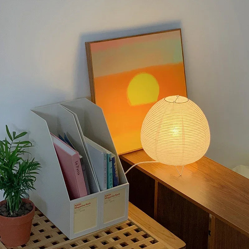 Japanese Rice Paper Lantern Lamp – LED Table Light for Bedroom & Living Room