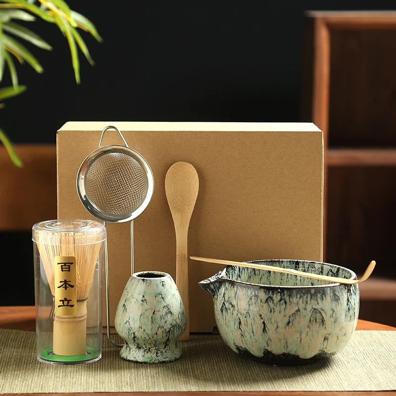 Japanese Matcha Tea Set – 6-Piece Ceramic & Bamboo Ceremony Kit