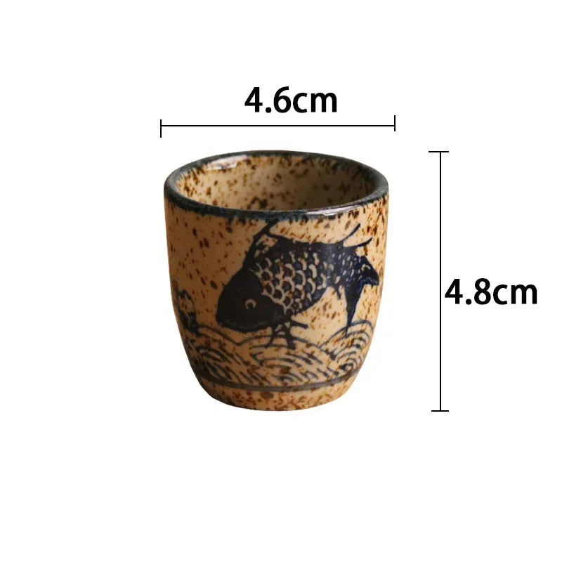 Japanese Ceramic Sake Cup – Antique Retro Ochoko for Sake & Shochu