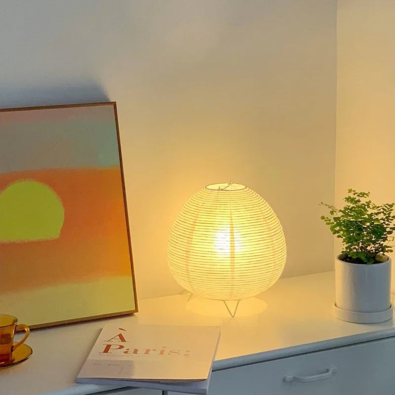 Japanese Rice Paper Lantern Lamp – LED Table Light for Bedroom & Living Room