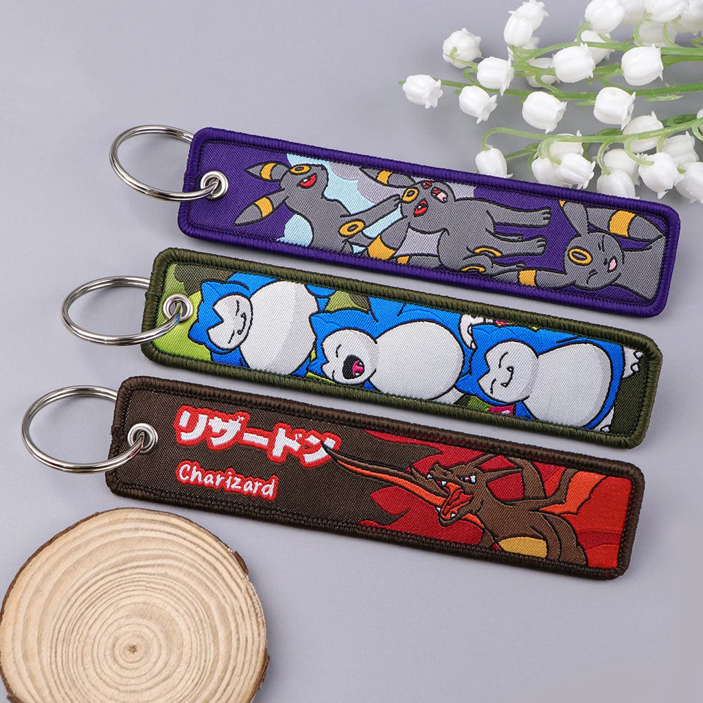Pokémon Embroidered Keychain – Anime Figure Key Tag