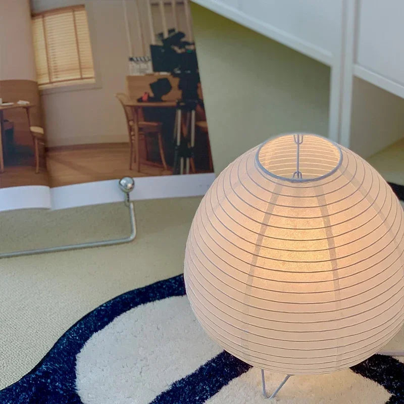 Japanese Rice Paper Lantern Lamp – LED Table Light for Bedroom & Living Room